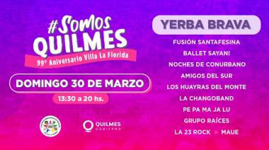 Invitan a las y los vecinos a los festejos por el 99º aniversario de Villa la Florida con el cierre de Yerba Brava