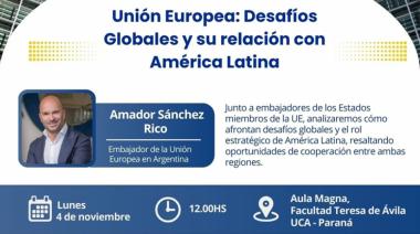 El embajador de la Unión Europea brindará una charla en la UCA Sede Paraná