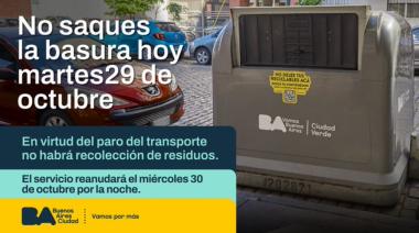 Paro nacional de transporte: esta noche no habrá recolección de residuos en CABA.