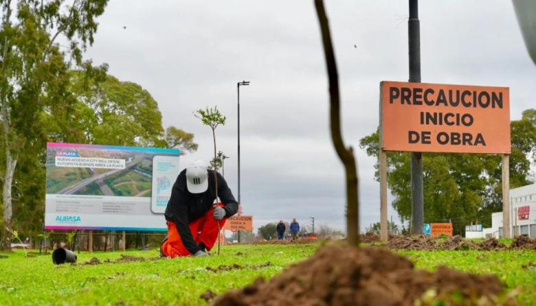 AUBASA inició la plantación de especies nativas en la nueva bajada de City Bell