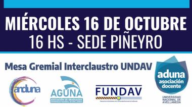 La mesa gremial interclaustro de la UNDAV profundiza plan de lucha